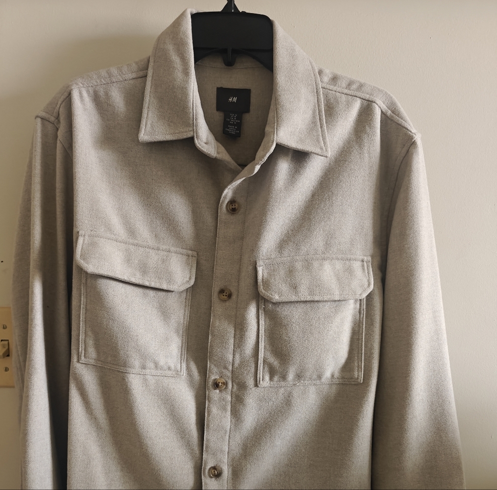 H&M Men's Light Gray Shirt Jacket